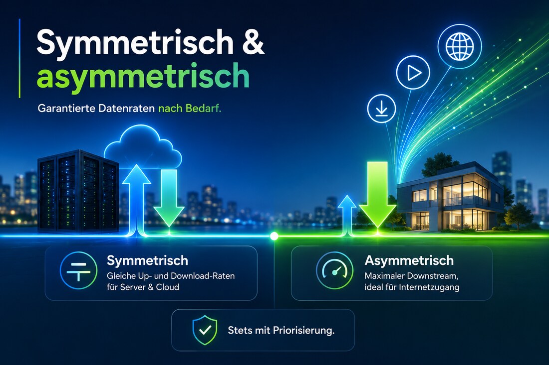 Symmetrisch und asymmetrisch – garantierte Datenraten nach Bedarf, stets mit Priorisierung